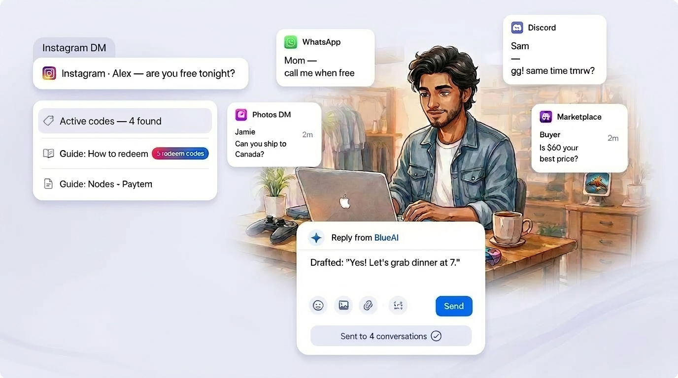 BlueAI DM — Reply faster, in your tone.