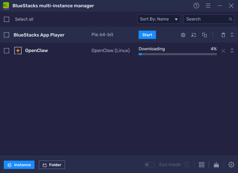 OpenClaw instance downloading