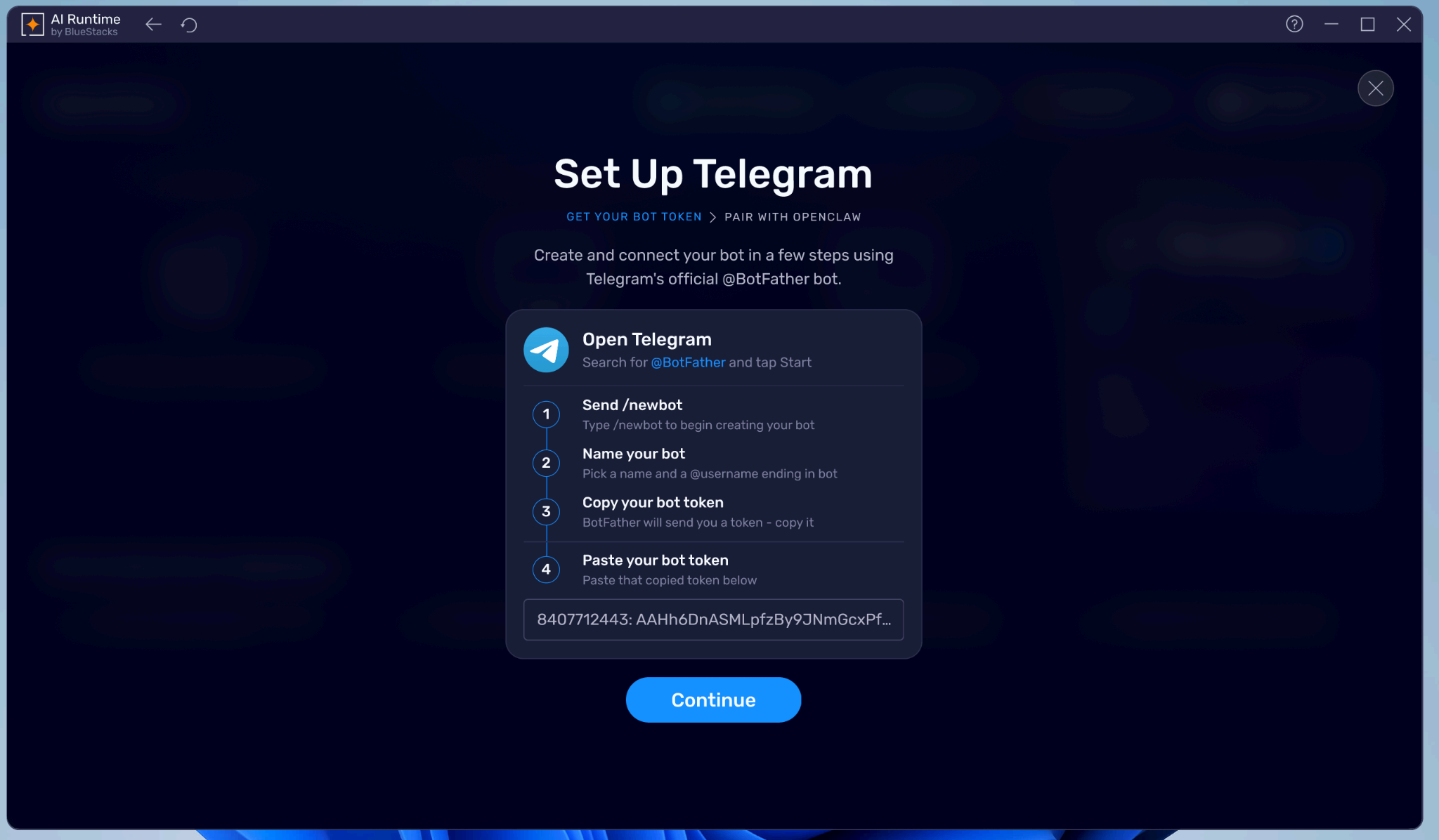 BotFather setup screen