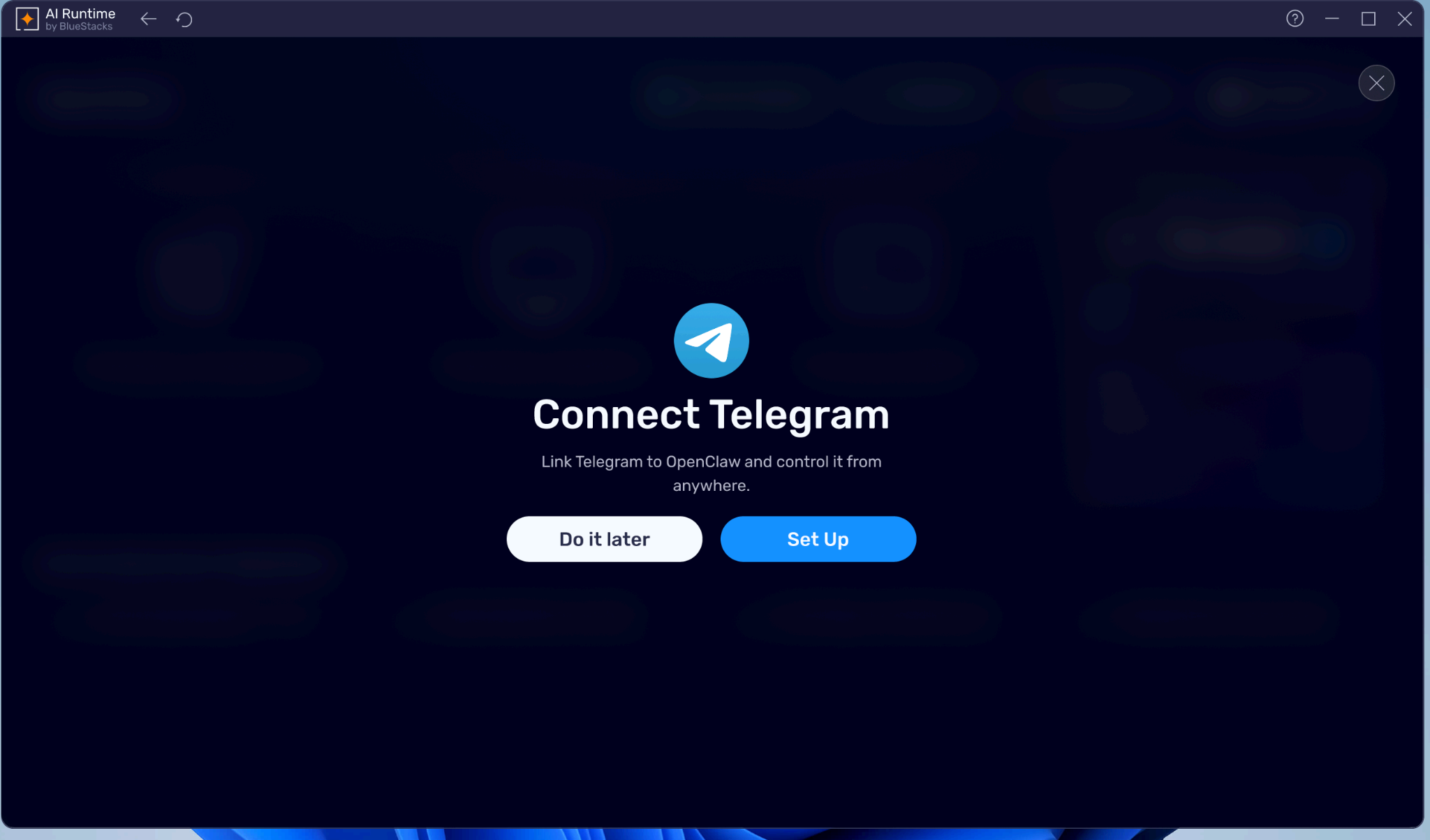 Connect Telegram prompt